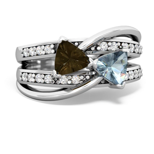 smoky quartz-aquamarine couture ring