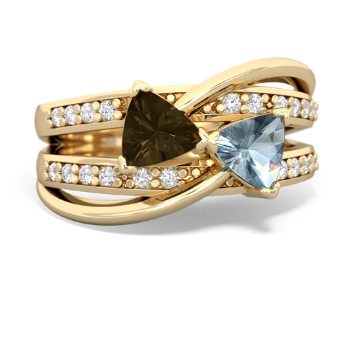 smoky quartz-aquamarine couture ring