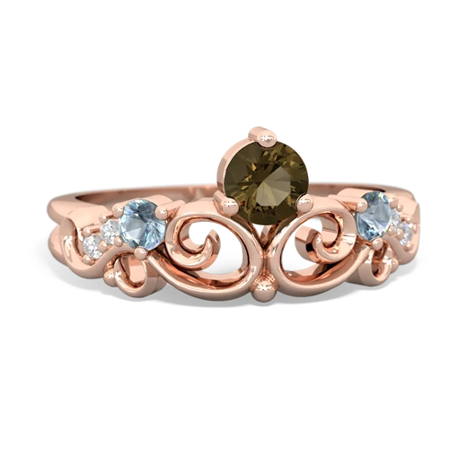 smoky quartz-aquamarine crown keepsake ring