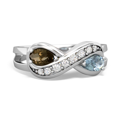 smoky quartz-aquamarine diamond infinity ring