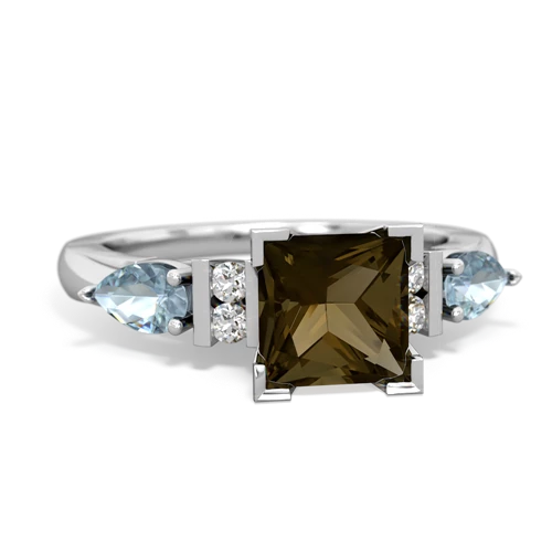 smoky quartz-aquamarine engagement ring