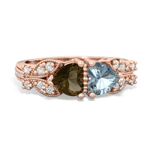 smoky quartz-aquamarine keepsake butterfly ring