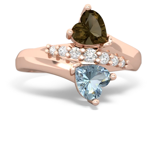 smoky quartz-aquamarine modern ring