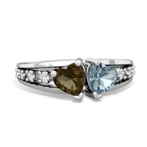 smoky quartz-aquamarine modern ring
