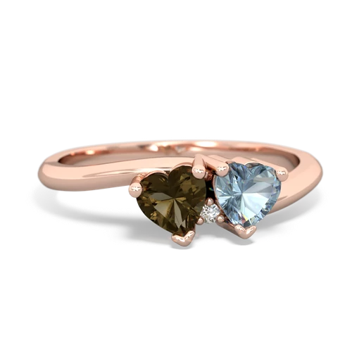 smoky quartz-aquamarine sweethearts promise ring