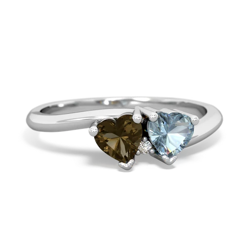 smoky quartz-aquamarine sweethearts promise ring