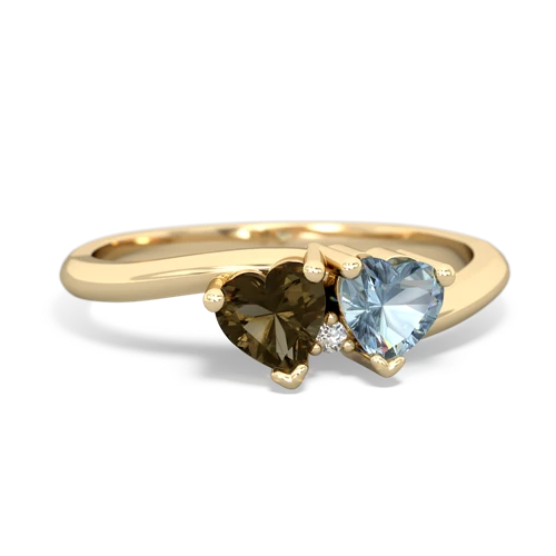 smoky quartz-aquamarine sweethearts promise ring