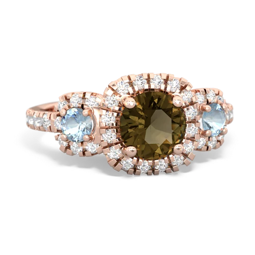 smoky quartz-aquamarine three stone regal ring