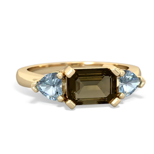 smoky quartz-aquamarine timeless ring