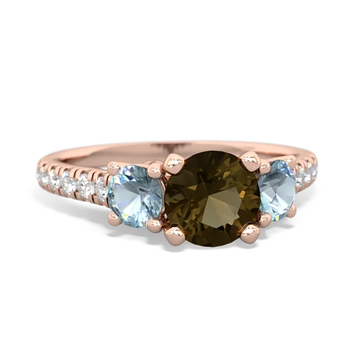 smoky quartz-aquamarine trellis pave ring