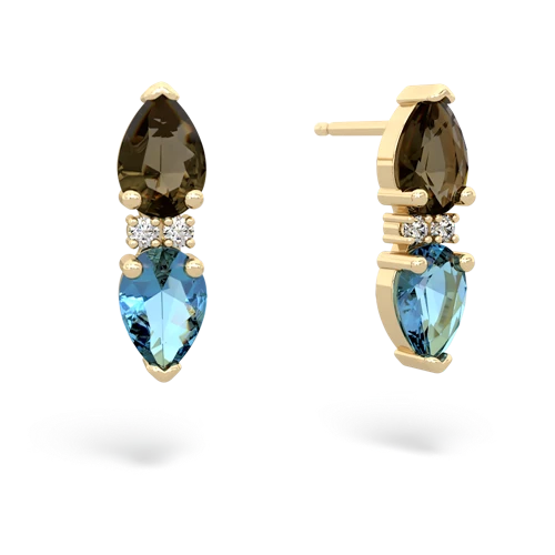 smoky quartz-blue topaz bowtie earrings