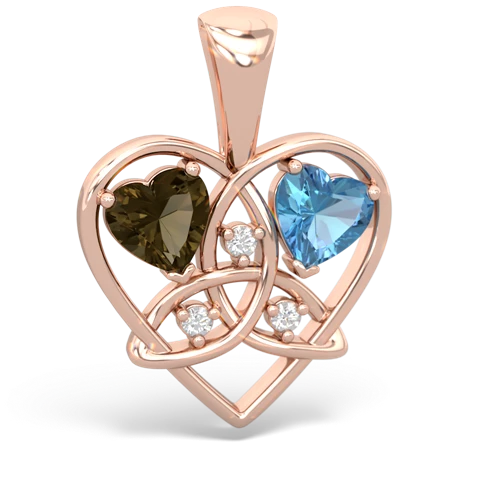 smoky quartz-blue topaz celtic heart pendant