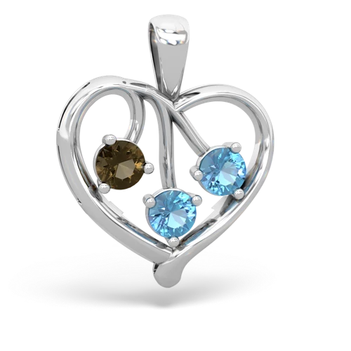 smoky quartz-blue topaz love heart pendant