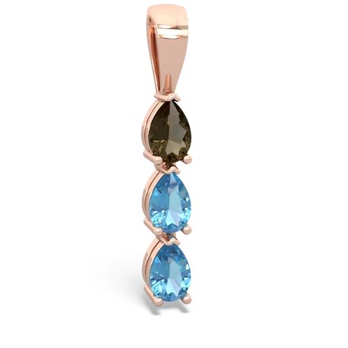 smoky quartz-blue topaz three stone pendant