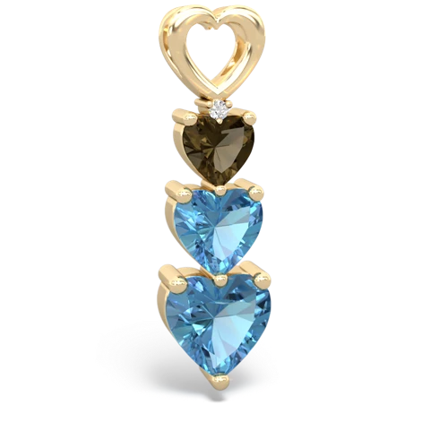 Smoky Quartz Genuine Smoky Quartz with Genuine Swiss Blue Topaz and Genuine Aquamarine Past Present Future pendant Pendant
