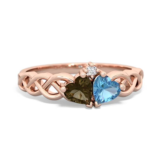 smoky quartz-blue topaz celtic braid ring