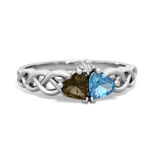 smoky quartz-blue topaz celtic braid ring