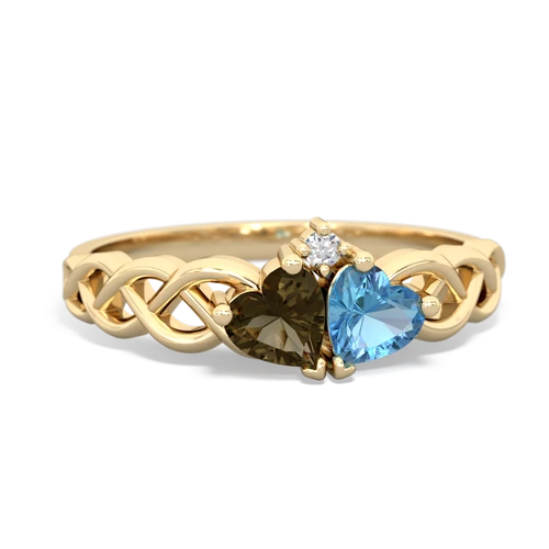 smoky quartz-blue topaz celtic braid ring