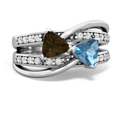 smoky quartz-blue topaz couture ring