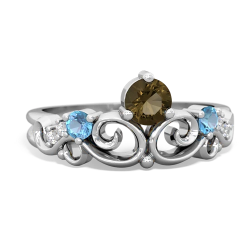 smoky quartz-blue topaz crown keepsake ring
