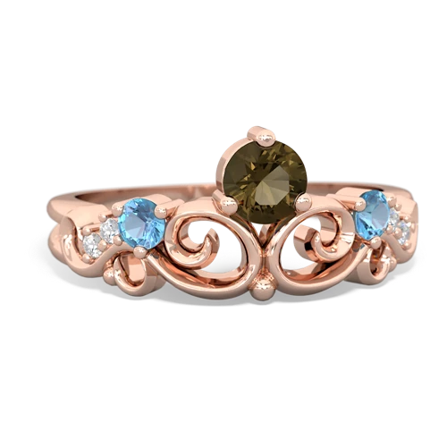 smoky quartz-blue topaz crown keepsake ring