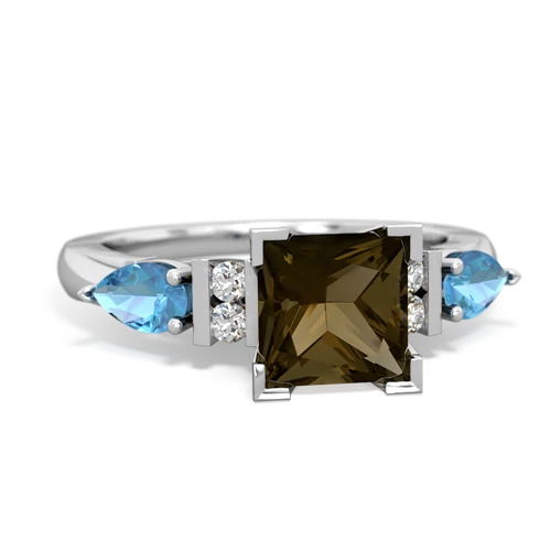 smoky quartz-blue topaz engagement ring