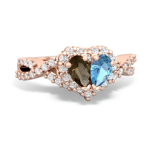 smoky quartz-blue topaz engagement ring