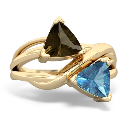 smoky quartz-blue topaz filligree ring