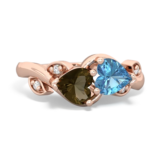 smoky quartz-blue topaz floral keepsake ring