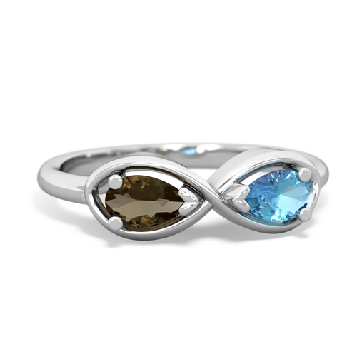 smoky quartz-blue topaz infinity ring