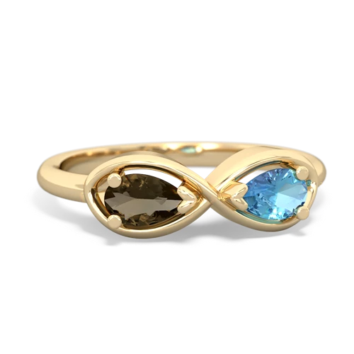 smoky quartz-blue topaz infinity ring