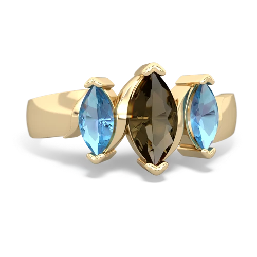 smoky quartz-blue topaz keepsake ring