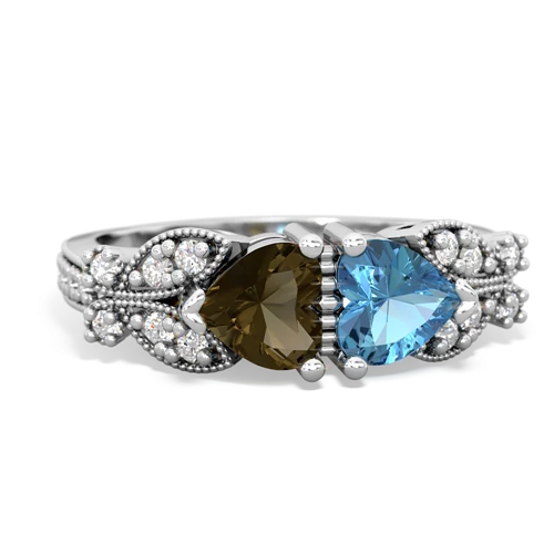 smoky quartz-blue topaz keepsake butterfly ring