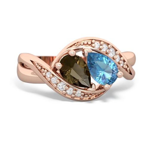 smoky quartz-blue topaz keepsake curls ring