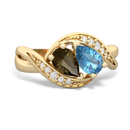 smoky quartz-blue topaz keepsake curls ring