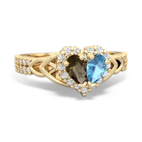 smoky quartz-blue topaz keepsake engagement ring