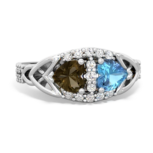 smoky quartz-blue topaz keepsake engagement ring