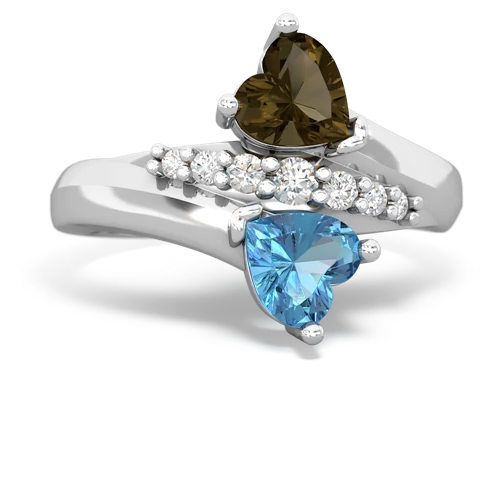 smoky quartz-blue topaz modern ring