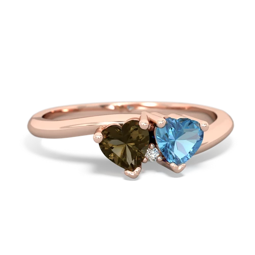 smoky quartz-blue topaz sweethearts promise ring