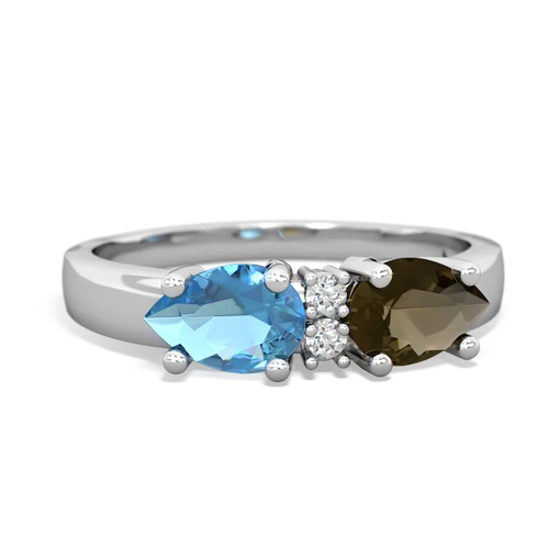 smoky quartz-blue topaz timeless ring