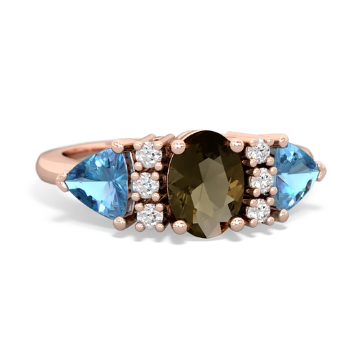 smoky quartz-blue topaz timeless ring