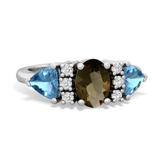 smoky quartz-blue topaz timeless ring