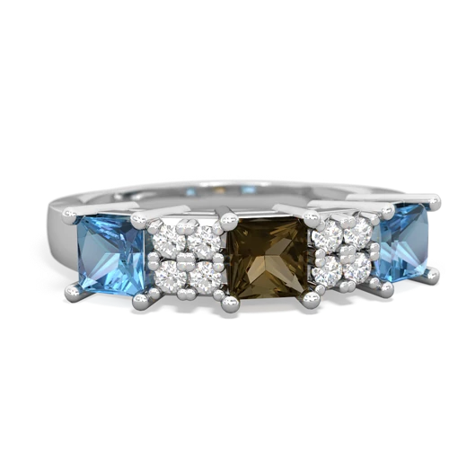 smoky quartz-blue topaz timeless ring