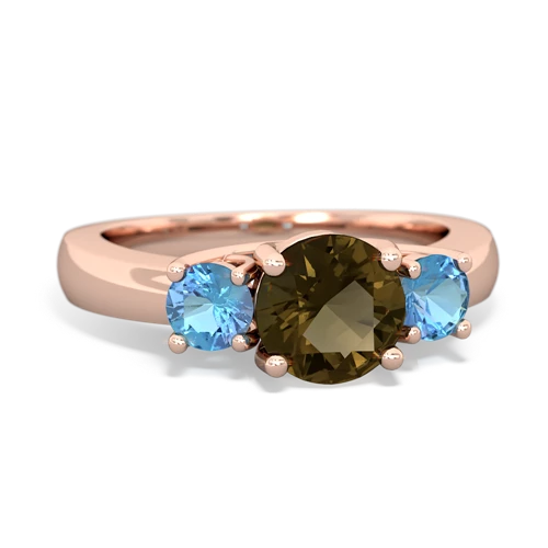 smoky quartz-blue topaz timeless ring