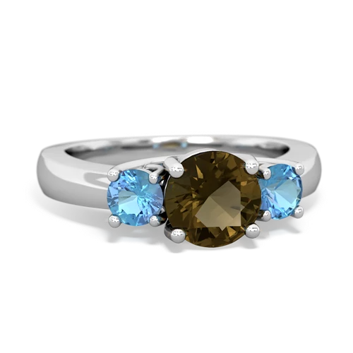 smoky quartz-blue topaz timeless ring