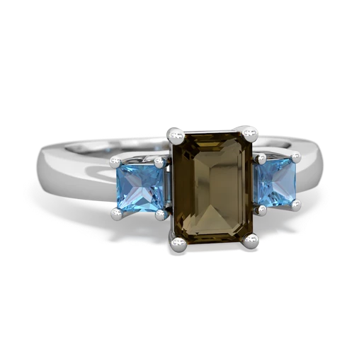 smoky quartz-blue topaz timeless ring