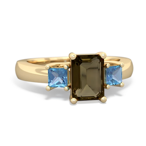 smoky quartz-blue topaz timeless ring