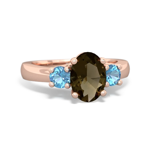 smoky quartz-blue topaz timeless ring