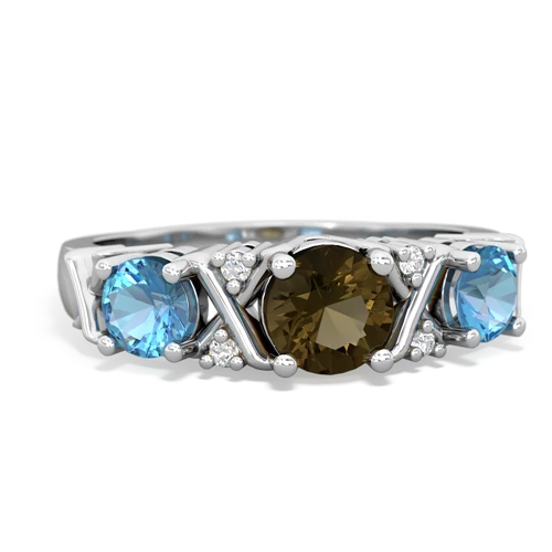 smoky quartz-blue topaz timeless ring