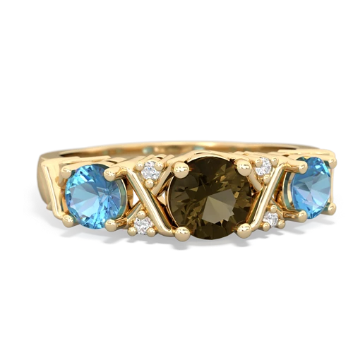 smoky quartz-blue topaz timeless ring